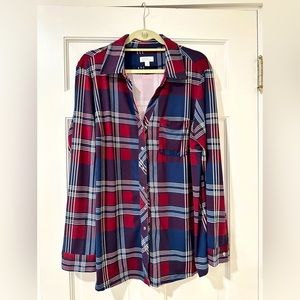 Market & Spruce Stitch Fix Amber Stretch Button Down Knit Top 2X Plaid